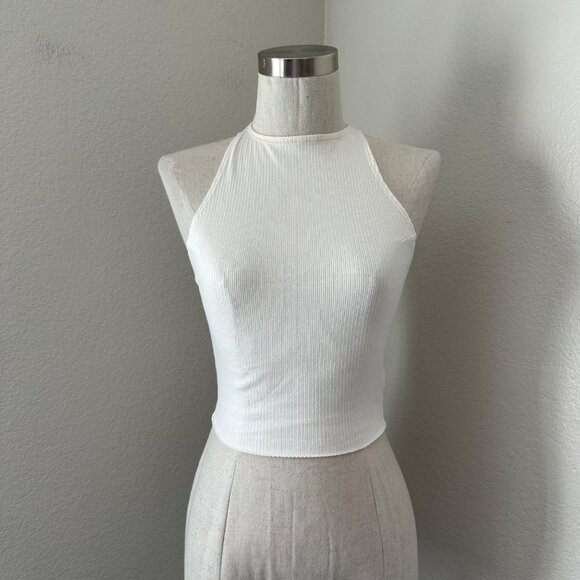 Reformation White Ribbed Tank Top - Picture 1 of 10